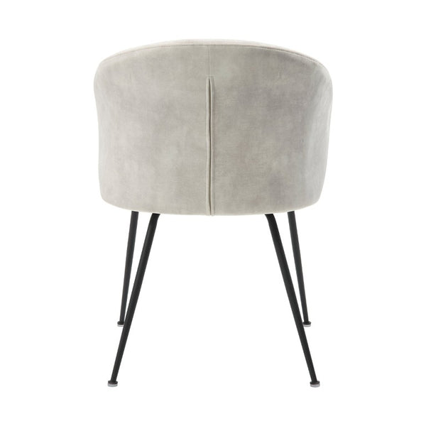 English Elm Side Dining Chairs Set of 8 Beige Velvet Upholstered with Matte Black Metal Base B011P572906