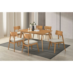 English Elm Dining Table with Ash Veneer Top and Oak Finish Seats Six Mid-Century Modern Style B011P572915