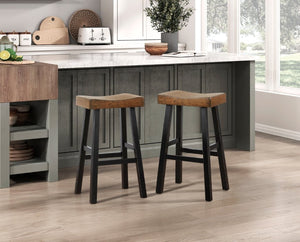 English Elm Stool Set of 8 Counter Height Rubberwood Veneer Two-Tone Transitional Dining Bar B011P572921