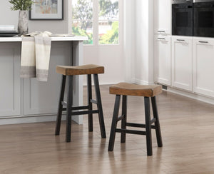 English Elm Stool Set of 8 Counter Height Rubberwood Veneer Two-Tone Transitional Dining Bar B011P572921