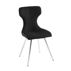 English Elm Side Chairs Set of 8 Velvet Upholstered with Chrome Legs for Elegant Dining Rooms Black Metal 18 L x 22.5 W x 35.5 H B011P572924