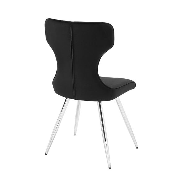English Elm Side Chairs Set of 8 Velvet Upholstered with Chrome Legs for Elegant Dining Rooms Black Metal 18 L x 22.5 W x 35.5 H B011P572924