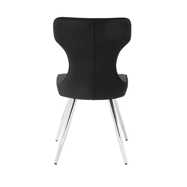 English Elm Side Chairs Set of 8 Velvet Upholstered with Chrome Legs for Elegant Dining Rooms Black Metal 18 L x 22.5 W x 35.5 H B011P572924