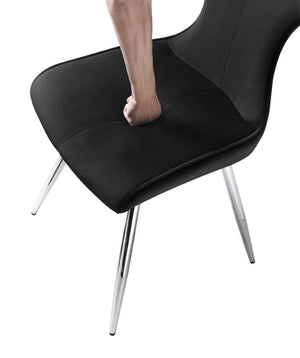 English Elm Side Chairs Set of 8 Velvet Upholstered with Chrome Legs for Elegant Dining Rooms Black Metal 18 L x 22.5 W x 35.5 H B011P572924