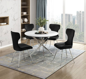 English Elm Side Chairs Set of 8 Velvet Upholstered with Chrome Legs for Elegant Dining Rooms Black Metal 18 L x 22.5 W x 35.5 H B011P572924