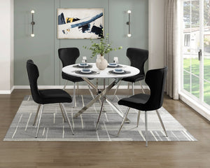 English Elm Side Chairs Set of 8 Velvet Upholstered with Chrome Legs for Elegant Dining Rooms Black Metal 18 L x 22.5 W x 35.5 H B011P572924