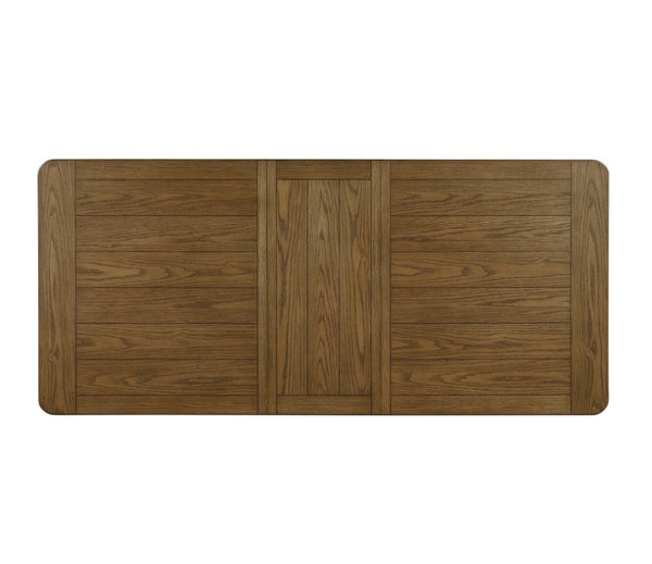 English Elm Dining Table Extendable Oak Veneer with Dovetail Drawers for Formal Everyday Use B011P572926
