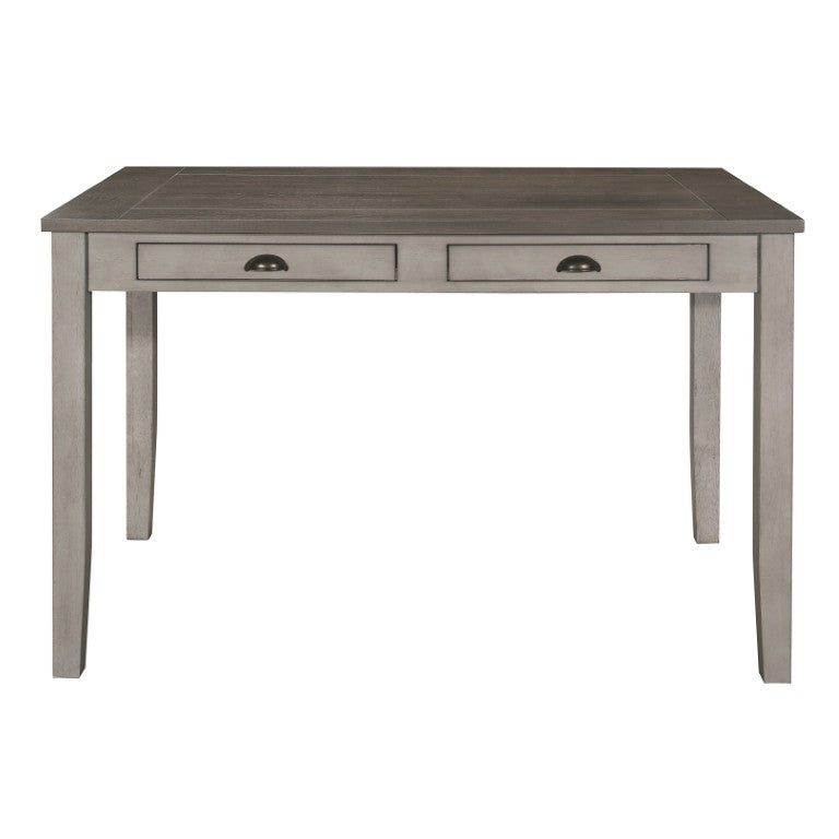 English Elm Counter Height Ash Veneer Dining Table with Four Drawers and Two Tone Gray Brown Finish B011P572928