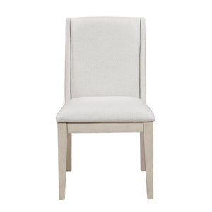 English Elm Side Chairs Set of 8 Farmhouse Dining with Distressed White Wood Frame and Ivory Seat B011P572937