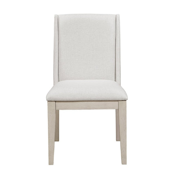 English Elm Side Chairs Set of 8 Farmhouse Dining with Distressed White Wood Frame and Ivory Seat B011P572937