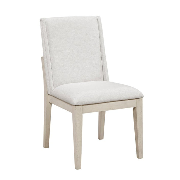 English Elm Side Chairs Set of 8 Farmhouse Dining with Distressed White Wood Frame and Ivory Seat B011P572937