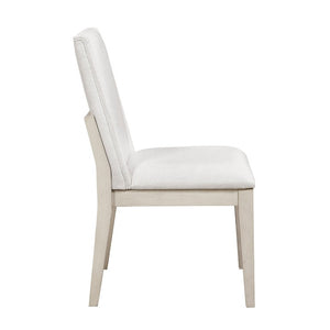 English Elm Side Chairs Set of 8 Farmhouse Dining with Distressed White Wood Frame and Ivory Seat B011P572937