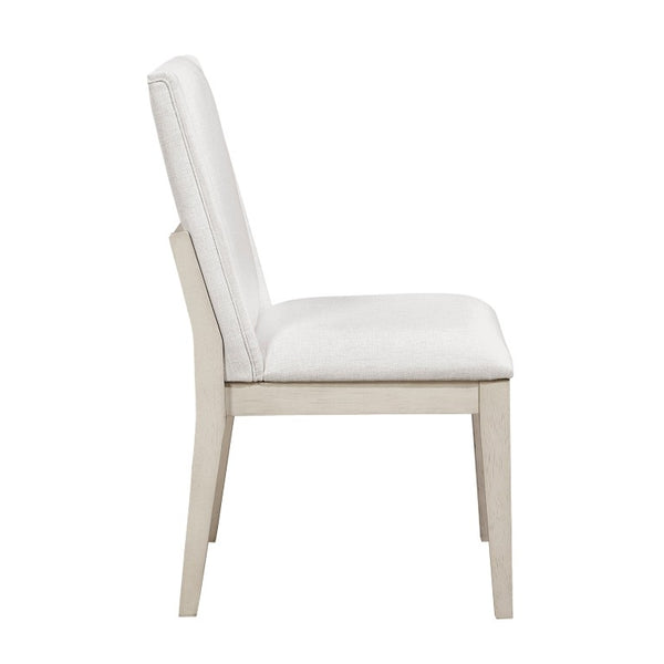 English Elm Side Chairs Set of 8 Farmhouse Dining with Distressed White Wood Frame and Ivory Seat B011P572937