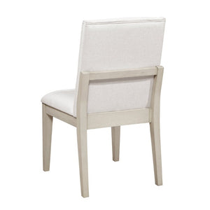 English Elm Side Chairs Set of 8 Farmhouse Dining with Distressed White Wood Frame and Ivory Seat B011P572937
