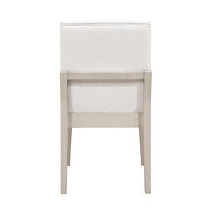 English Elm Side Chairs Set of 8 Farmhouse Dining with Distressed White Wood Frame and Ivory Seat B011P572937