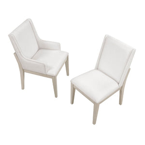 English Elm Side Chairs Set of 8 Farmhouse Dining with Distressed White Wood Frame and Ivory Seat B011P572937