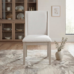 English Elm Side Chairs Set of 8 Farmhouse Dining with Distressed White Wood Frame and Ivory Seat B011P572937