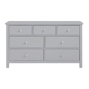 English Elm Dresser Seven Drawer Contemporary Chest with Chrome Knobs for Youth or Coastal Bedroom Gray B011P572956