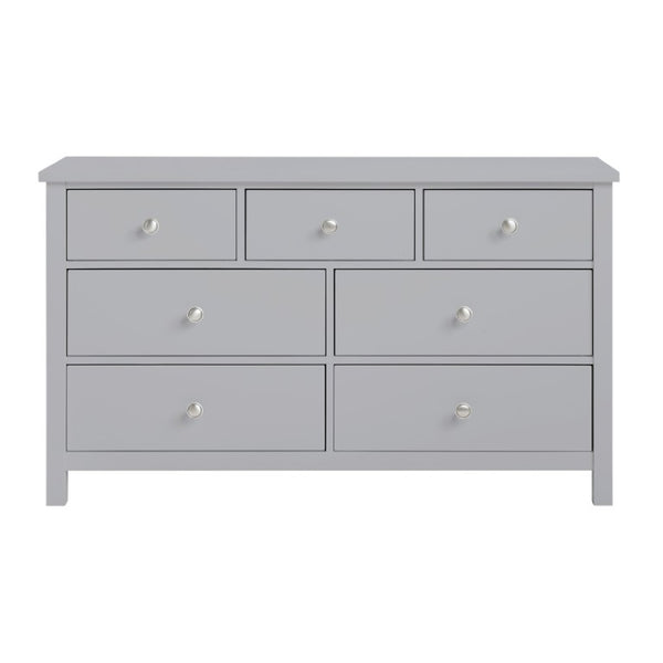 English Elm Dresser Seven Drawer Contemporary Chest with Chrome Knobs for Youth or Coastal Bedroom Gray B011P572956