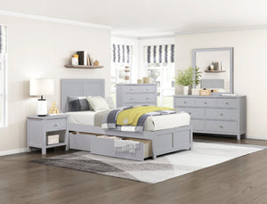 English Elm Dresser Seven Drawer Contemporary Chest with Chrome Knobs for Youth or Coastal Bedroom Gray B011P572956