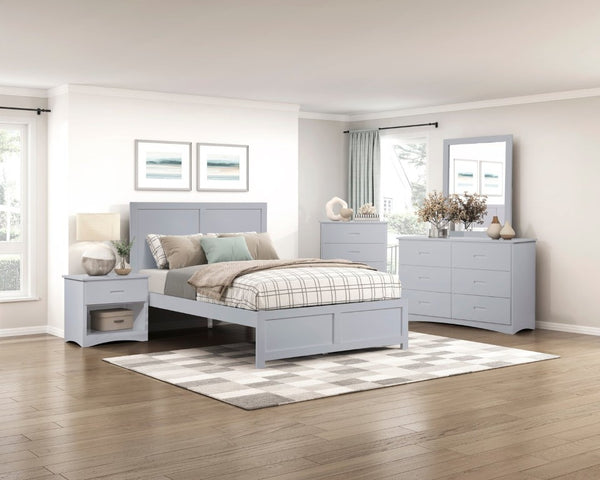 English Elm Dresser Seven Drawer Contemporary Chest with Chrome Knobs for Youth or Coastal Bedroom Gray B011P572956