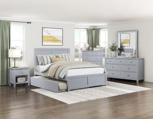 English Elm Dresser Seven Drawer Contemporary Chest with Chrome Knobs for Youth or Coastal Bedroom Gray B011P572956