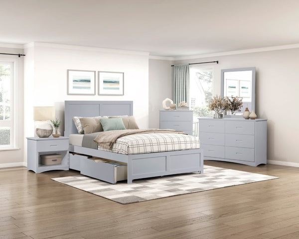 English Elm Dresser Seven Drawer Contemporary Chest with Chrome Knobs for Youth or Coastal Bedroom Gray B011P572956