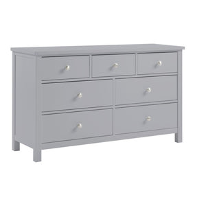 English Elm Dresser Seven Drawer Contemporary Chest with Chrome Knobs for Youth or Coastal Bedroom Gray B011P572956