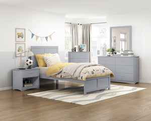 English Elm Dresser Seven Drawer Contemporary Chest with Chrome Knobs for Youth or Coastal Bedroom Gray B011P572956