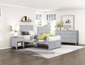 English Elm Dresser Seven Drawer Contemporary Chest with Chrome Knobs for Youth or Coastal Bedroom Gray B011P572956