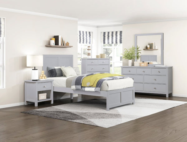 English Elm Dresser Seven Drawer Contemporary Chest with Chrome Knobs for Youth or Coastal Bedroom Gray B011P572956