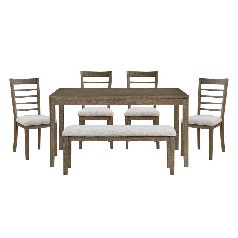English Elm Side Chair Dining Set with Faux Marble Top and Leather Seats for Formal Rooms Gray Engineered Wood B011P572987