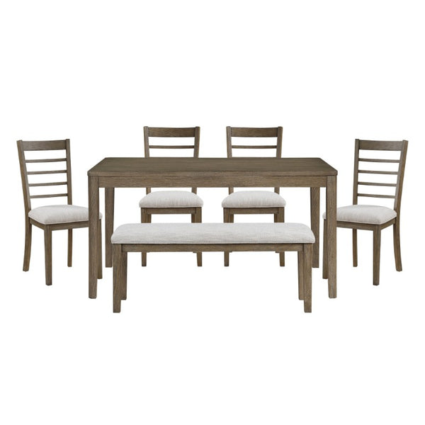 English Elm Side Chair Dining Set with Faux Marble Top and Leather Seats for Formal Rooms Gray Engineered Wood B011P572987