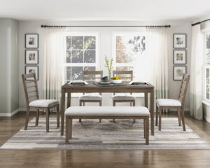 English Elm Side Chair Dining Set with Faux Marble Top and Leather Seats for Formal Rooms Gray Engineered Wood B011P572987