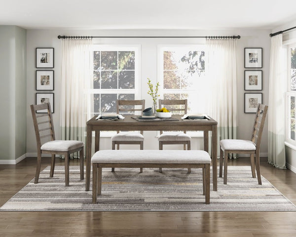 English Elm Side Chair Dining Set with Faux Marble Top and Leather Seats for Formal Rooms Gray Engineered Wood B011P572987