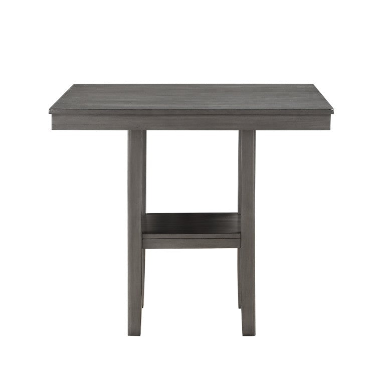 English Elm Counter Height Farmhouse Dining Set with Charging Ports Ash Veneer Table and Stools Gray Engineered Wood B011P572995