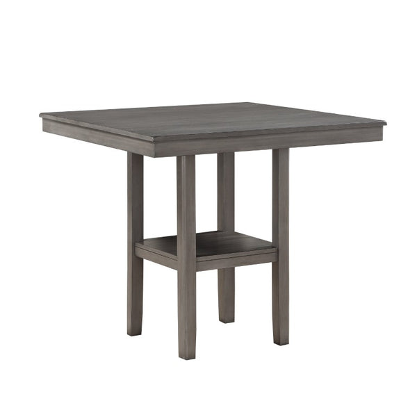 English Elm Counter Height Farmhouse Dining Set with Charging Ports Ash Veneer Table and Stools Gray Engineered Wood B011P572995