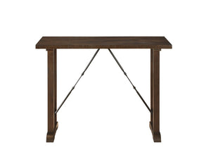 English Elm Counter Height Farmhouse Dining Set with Charging Ports Ash Veneer Table and Stools Brown Metal & Wood B011P572997
