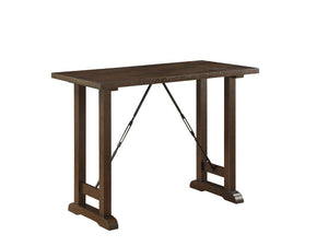English Elm Counter Height Farmhouse Dining Set with Charging Ports Ash Veneer Table and Stools Brown Metal & Wood B011P572997