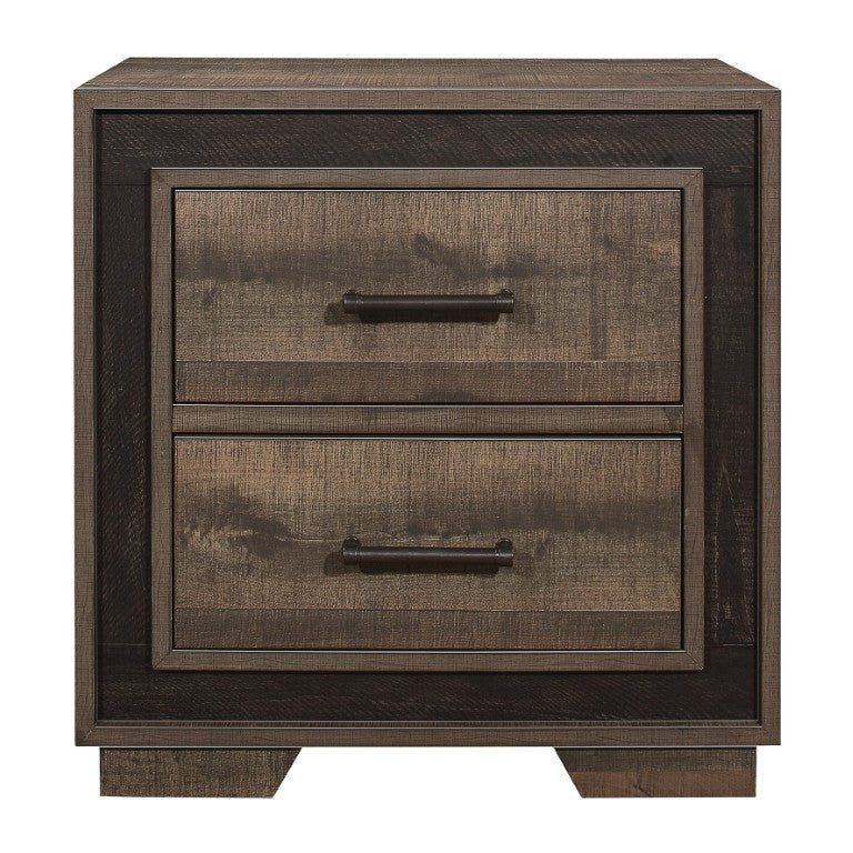English Elm Nightstands Rustic Mahogany Faux Wood Set of 2 with Ebony Frame and Pewter Pulls B011P573002