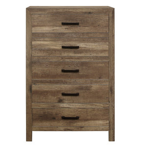 English Elm Chest of Drawers Tall Narrow Rustic Weathered Pine Finish Bedroom Storage Cabinet B011P573004