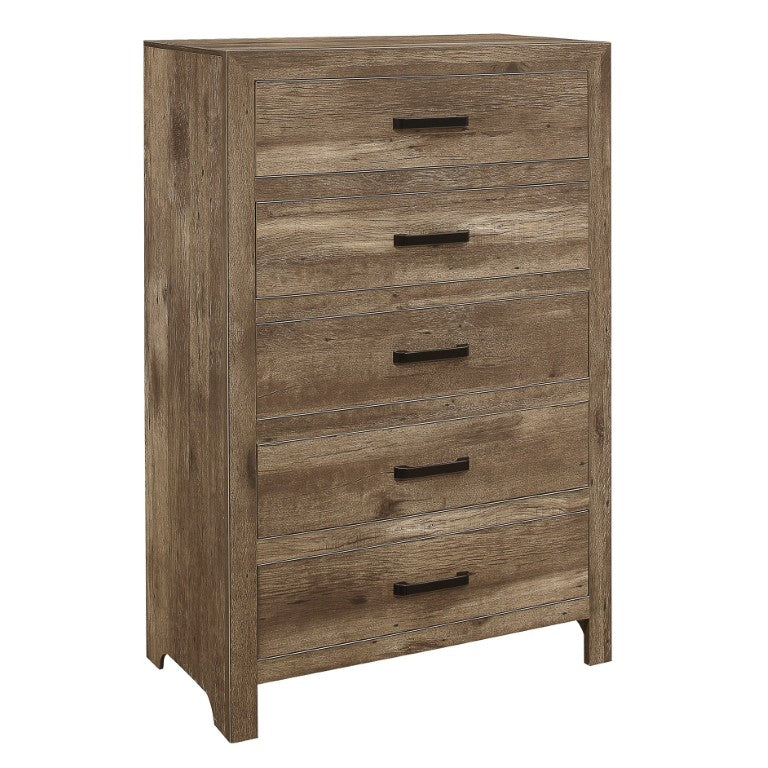 English Elm Chest of Drawers Tall Narrow Rustic Weathered Pine Finish Bedroom Storage Cabinet B011P573004