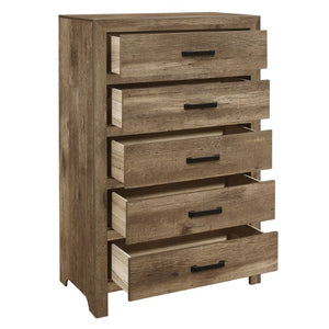 English Elm Chest of Drawers Tall Narrow Rustic Weathered Pine Finish Bedroom Storage Cabinet B011P573004
