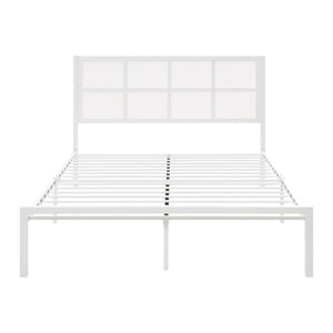 English Elm Bed Eastern King Coastal Platform with Faux Cane Headboard in Airy White Metal White Metal 78.5 L x 83 W x 44 H B011P573006