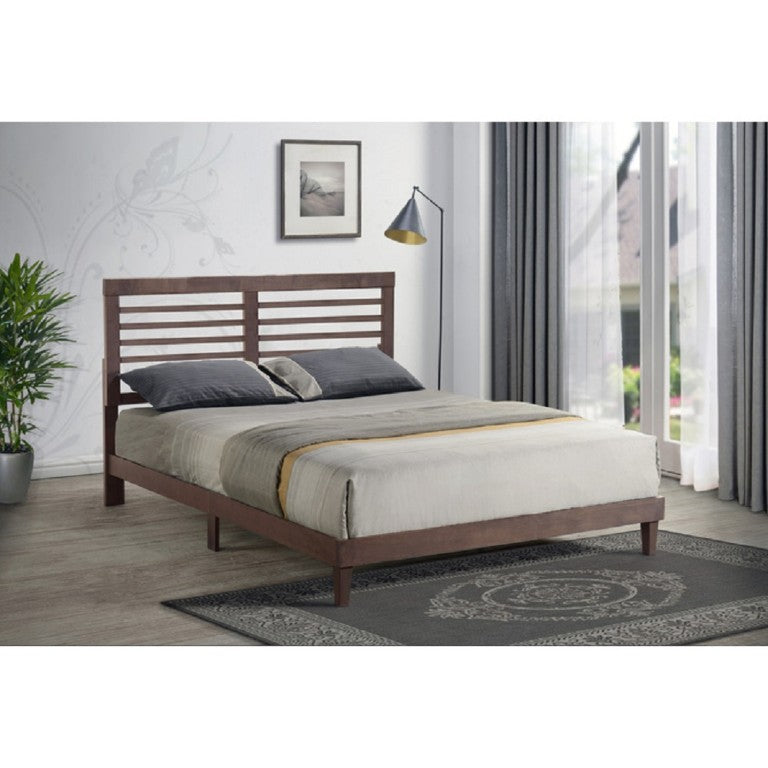 English Elm Louis Philippe Solid Wood Sleigh Bed Curved Headboard Youth Bedroom Coastal Panel Brown Queen B011P573015