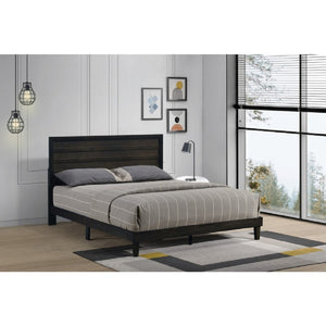 English Elm Wooden Queen Platform Bed Rubberwood Frame with Slat Panel Headboard Warm Finish B011P573019