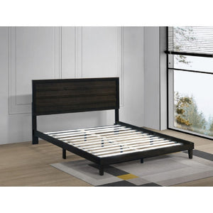 English Elm Wooden Queen Platform Bed Rubberwood Frame with Slat Panel Headboard Warm Finish B011P573019