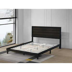 English Elm Wooden Queen Platform Bed Rubberwood Frame with Slat Panel Headboard Warm Finish B011P573019