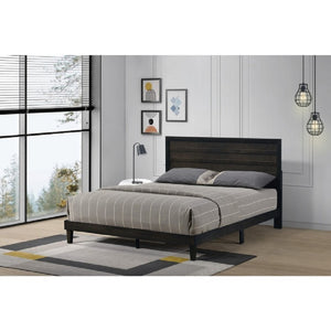 English Elm Wooden Queen Platform Bed Rubberwood Frame with Slat Panel Headboard Warm Finish B011P573019