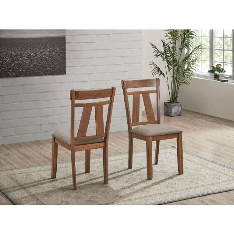 English Elm Brown Solid Wood Dining Chairs Set of 2 with Cushioned Seat and Splat Back Design B011P573757